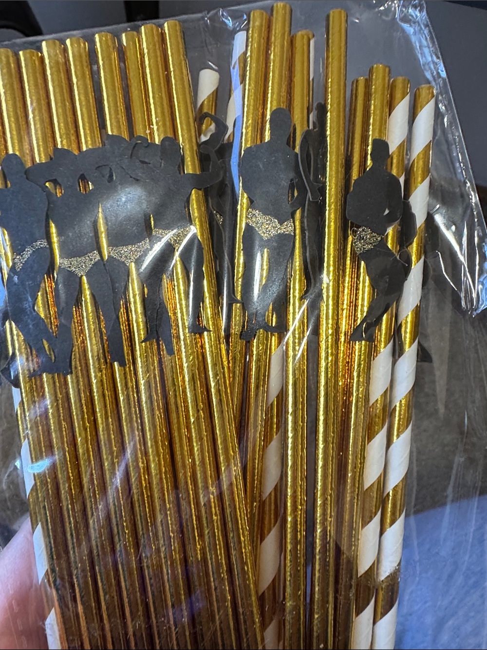 Bachelorette party sign photo props and stripper straws